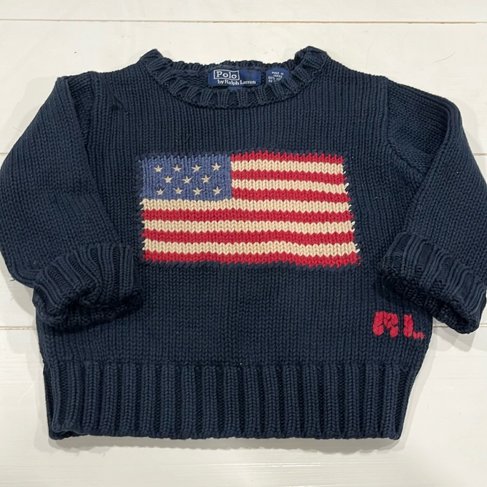 Polo Ralph Lauren Boys American Flag Sweater Sz 2/2T